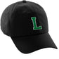 I&W Hatgear Customized Letter Initial Baseball Hat A to Z Team Colors, Black Cap White Green