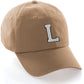 I&W Hatgear Customized Letter Initial Baseball Hat A to Z Team Colors, Khaki Cap Black White