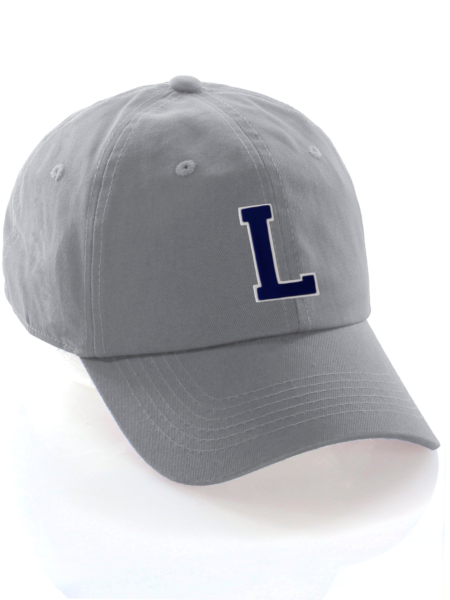 Custom Hat A to Z Initial Letters Classic Baseball Cap, Light Grey White Navy
