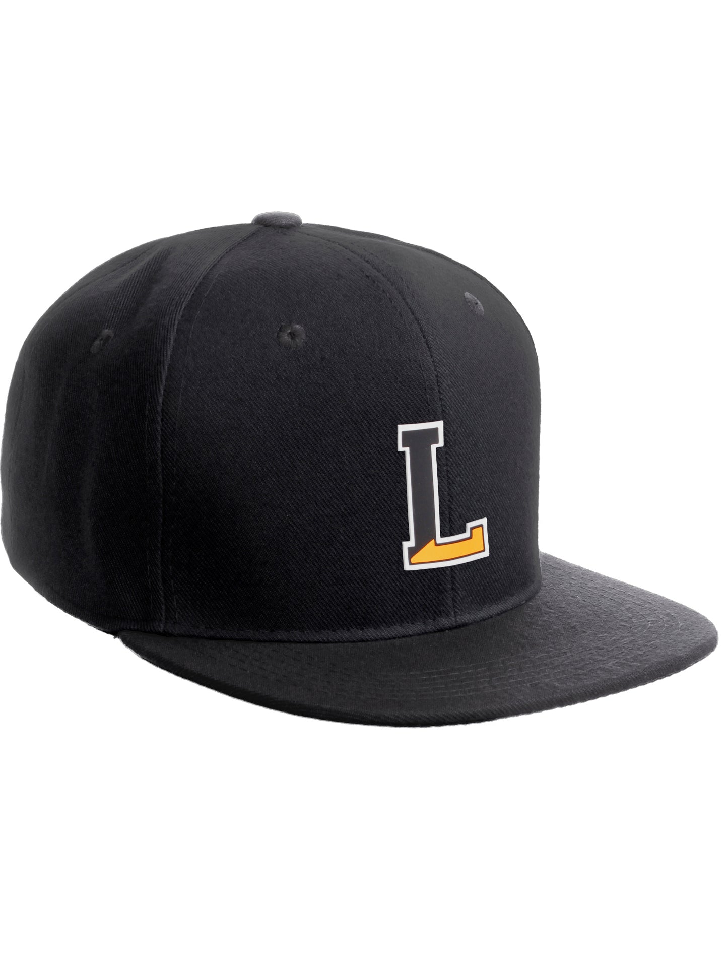 Daxton Classic Snapback Initial Numbers Letters Flat Bill Visor Black Cap