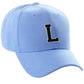 Classic Baseball Hat Custom A to Z Initial Team Letter, Sky Cap White Black