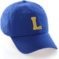I&W Hatgear Customized Letter Initial Baseball Hat A to Z Team Colors, Blue Cap White Gold