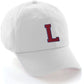 I&W Hatgear Customized Letter Initial Baseball Hat A to Z Team Colors, White Cap Blue Red