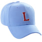 Classic Baseball Hat Custom A to Z Initial Team Letter, Sky Cap White Red