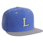 Classic Snapback hat Custom A to Z Initial Letters, Blue Gray Cap Black White