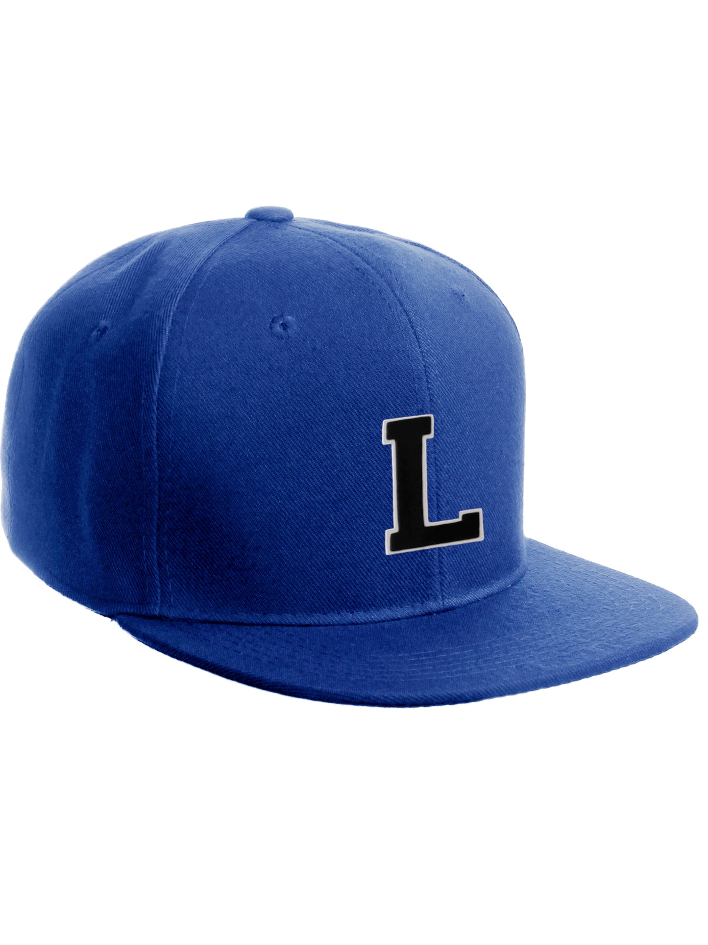 Classic Snapback Hat Custom A to Z Initial Letters, Royal Cap White Black