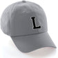 Custom Hat A to Z Initial Letters Classic Baseball Cap, Light Grey White Black