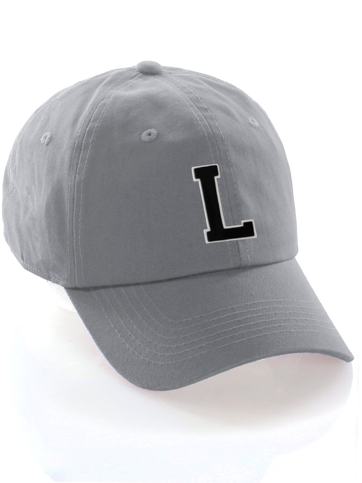 Custom Hat A to Z Initial Letters Classic Baseball Cap, Light Grey White Black