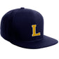 Classic Snapback Hat Custom A to Z Initial Letters, Navy Cap White Gold
