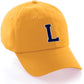 I&W Hatgear Customized Letter Initial Baseball Hat A to Z Team Colors, Gold Cap White Navy