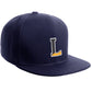 Daxton Classic Snapback Initial Numbers Letters Flat Bill Visor Navy Cap