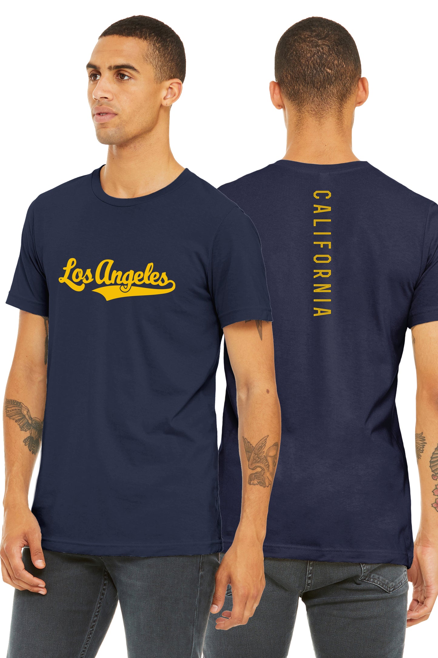 Daxton Adult Unisex Tshirt Los Angeles Script with California Vertical on the Back