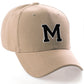 Classic Baseball Hat Custom A to Z Initial Team Letter, Khaki Cap White Black