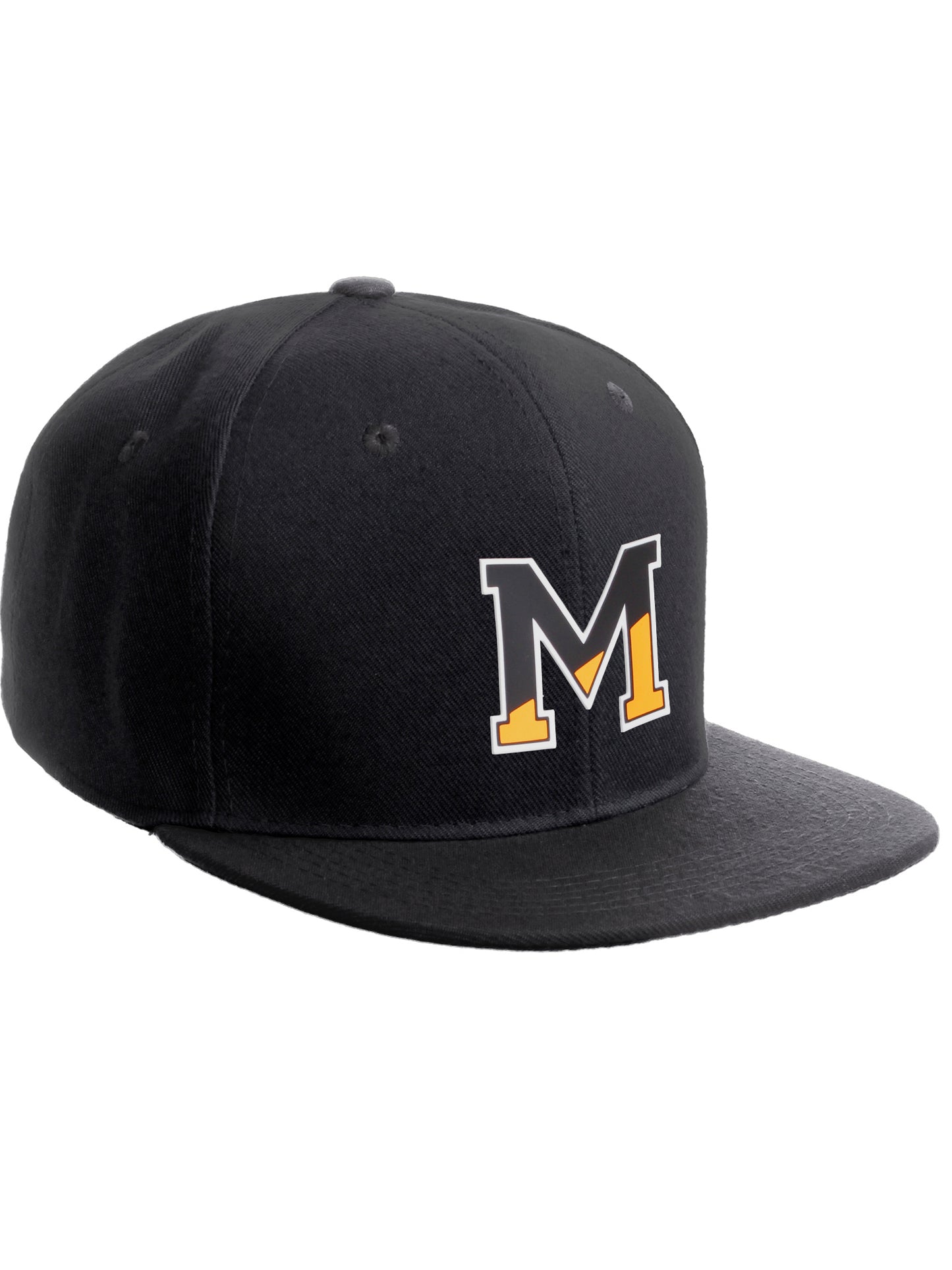 Daxton Classic Snapback Initial Numbers Letters Flat Bill Visor Black Cap