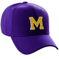 Classic Baseball hat Custom A to Z Initial Team Letter, Purple Cap White Gold