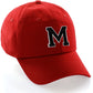 Customized Letter Initial Baseball Hat A to Z Team Colors, Red Cap White Black