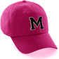 I&W Hatgear Customized Letter Initial Baseball Hat A to Z Team Colors, Hot Pink Hat Wh Blck