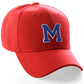 Classic Baseball hat Custom A to Z Initial Team Letter, Red Cap White Blue