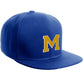 Classic Snapback Hat Custom A to Z Initial Raised Letter, Royal Cap White Gold
