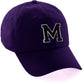 Customized Letter Initial Baseball Hat A to Z Team Colors, Purple Cap White Black