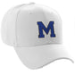 Classic Baseball Hat Custom A to Z Initial Team Letter, White Cap Black Blue