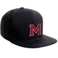 Classic Snapback Hat Custom A to Z Initial Raised Letters, Black Cap White Red