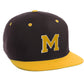 Classic Snapback Hat Custom A to Z Initial Letters, Black Gold Cap White Gold