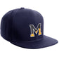Daxton Classic Snapback Initial Numbers Letters Flat Bill Visor Navy Cap