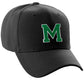 Classic Baseball Hat Custom A to Z Initial Team Letter, Black Cap White Green