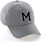 Custom Hat A to Z Initial Letters Classic Baseball Cap, Light Grey White Black