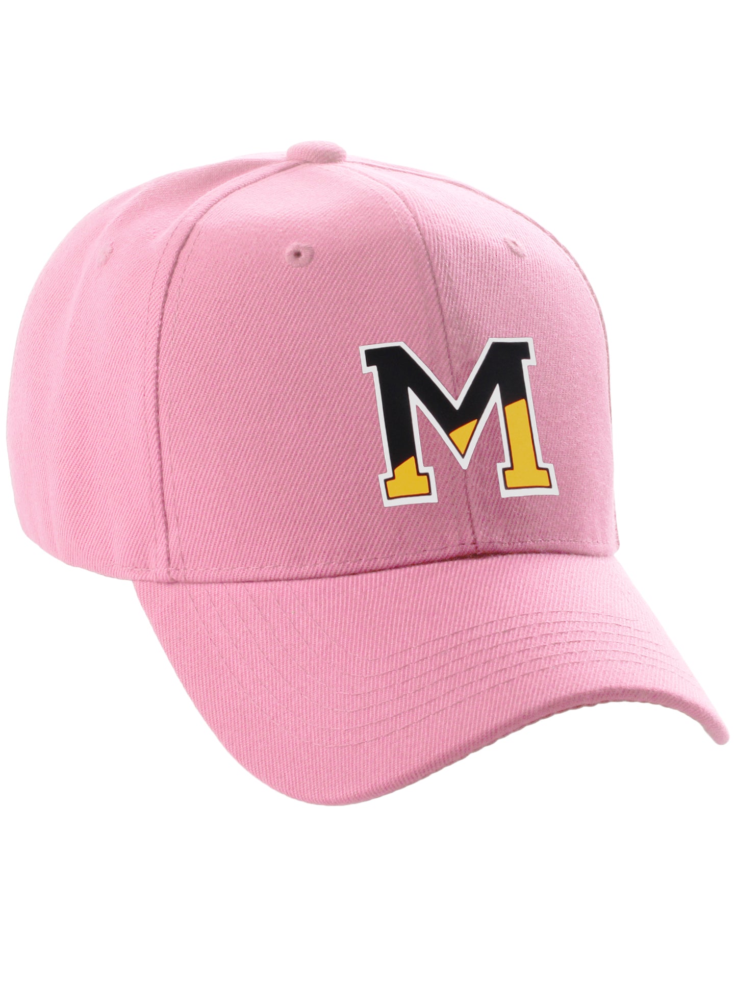 Daxton Two Tone Initial Numbers Letters Structured Baseball Pink Hat