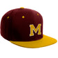 Classic Snapback Hat Custom A to Z Initial Letters, Burgundy Gold Cap White Gold