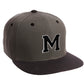 Classic Snapback Hat Custom A to Z Initial Letters, Charcoal Black Cap Wht Blk