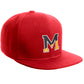 Daxton Classic Snapback Initial Numbers Letters Flat Bill Visor Red Cap