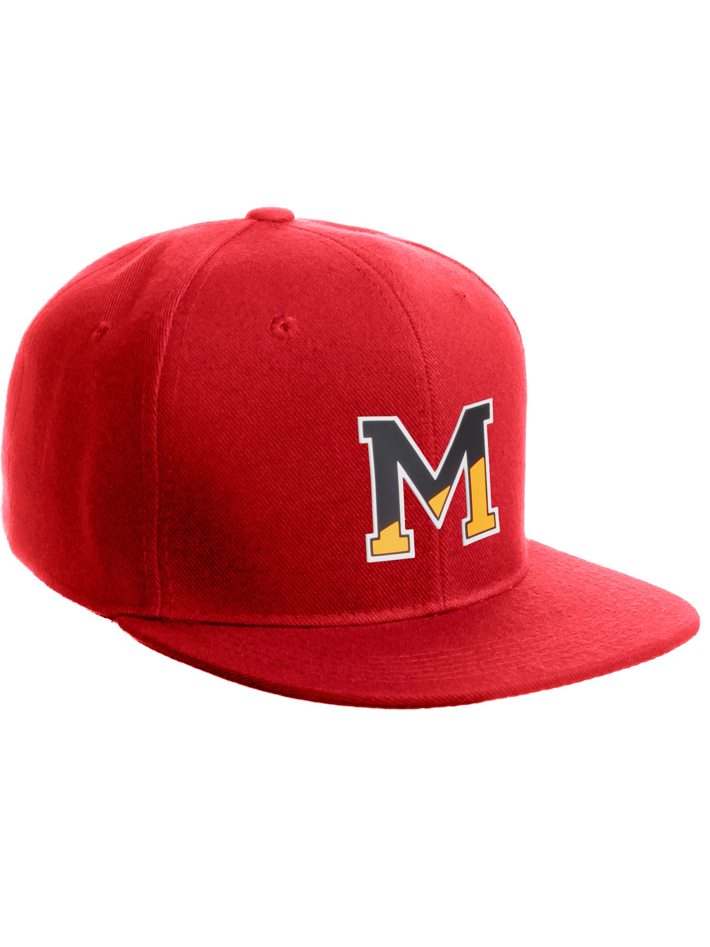 Daxton Classic Snapback Initial Numbers Letters Flat Bill Visor Red Cap
