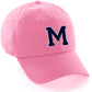 I&W Hatgear Customized Letter Initial Baseball hat A to Z Team Colors, Pink Cap White Navy
