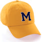 I&W Hatgear Customized Letter Initial Baseball Hat A to Z Team Colors, Gold Cap White Navy
