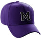 Classic Baseball Hat Custom A to Z Initial Team Letter, Purple Cap White Black