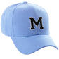 Classic Baseball Hat Custom A to Z Initial Team Letter, Sky Cap White Black