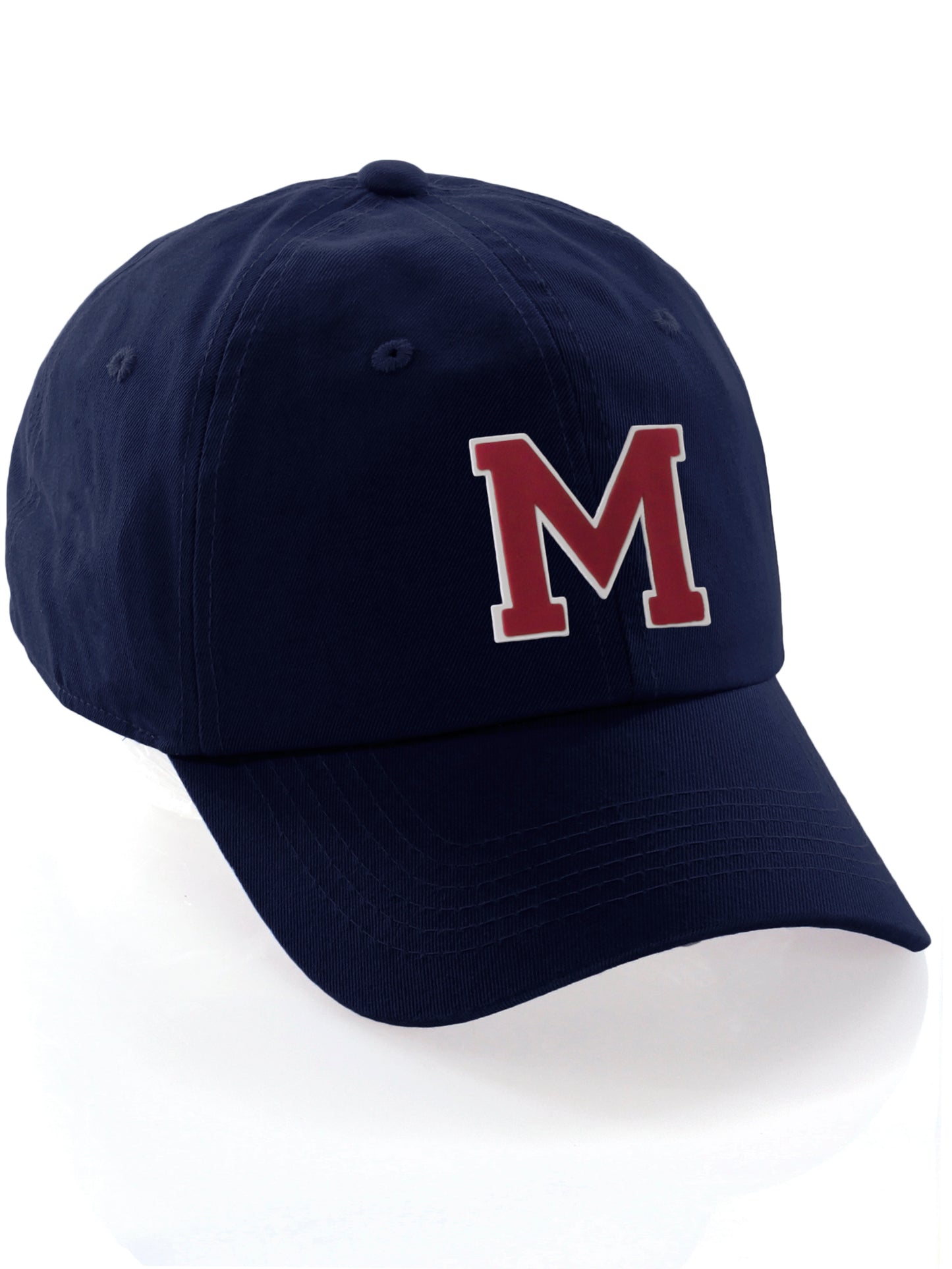 I&W Hatgear Customized Letter Initial Baseball Hat A to Z Team Colors, Navy Cap White Red