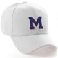 Classic Baseball Hat Custom A to Z Initial Team Letter, White Cap Red Blue