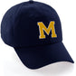 I&W Hatgear Customized Letter Initial Baseball Hat A to Z Team Colors, Navy Cap White Gold
