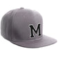 Classic Snapback Hat Custom A to Z Initial Letters, Light Grey Cap White Black