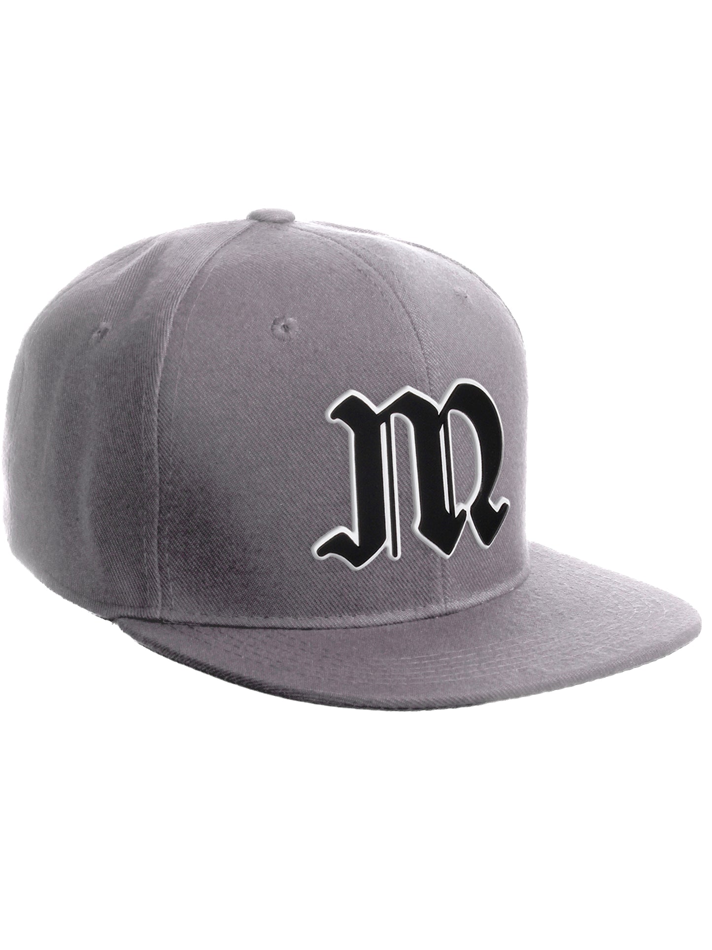 Daxton Classic Snapback Old English Alphabet A to Z Numbers Initials Flat Bill Visor Cap