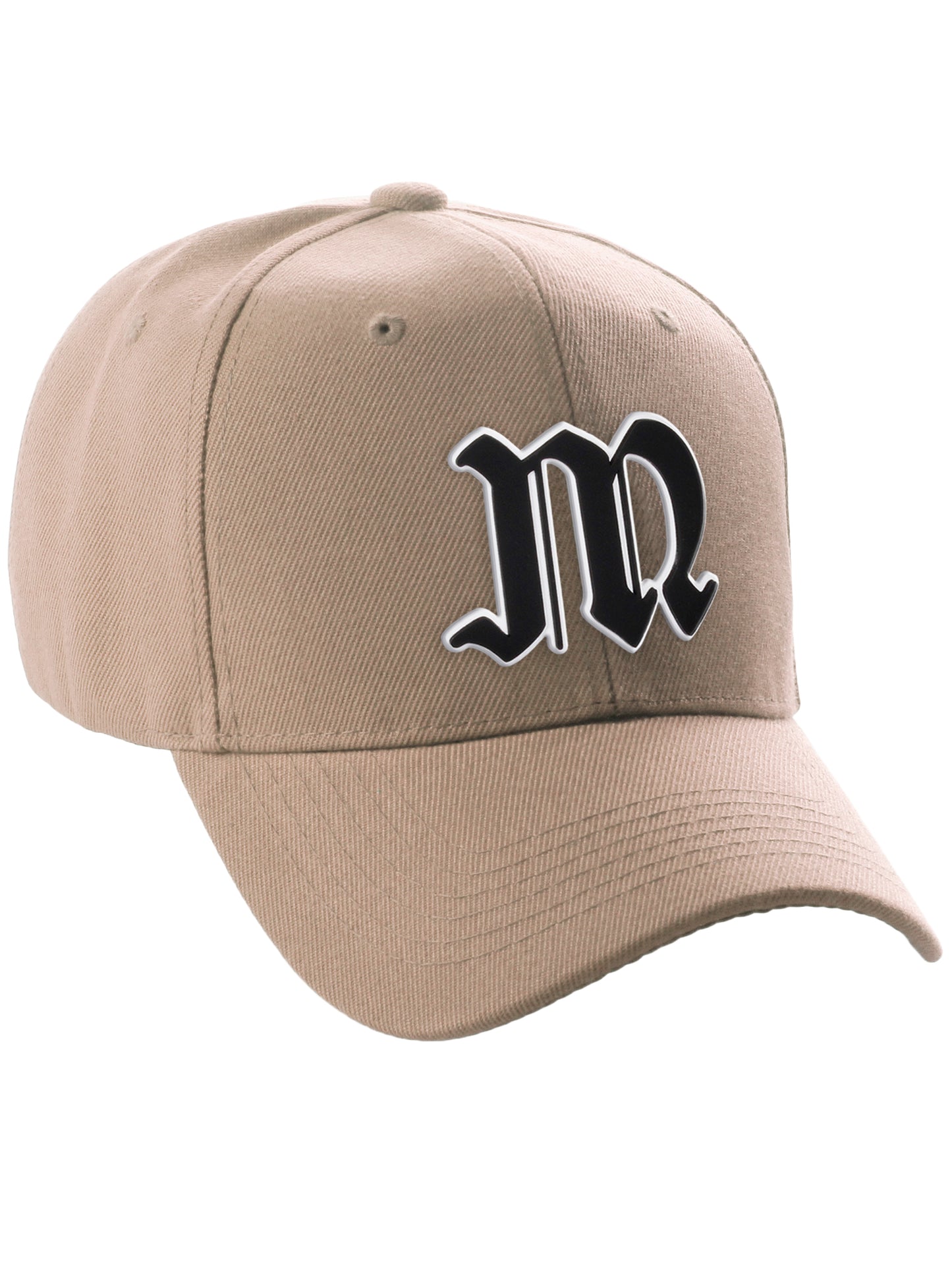 Daxton Structured Baseball Hat Cap Old English A to Z Letter Number Initial