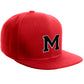 Classic Snapback Hat Custom A to Z Initial Letter Flat Bill, Red Cap White Black