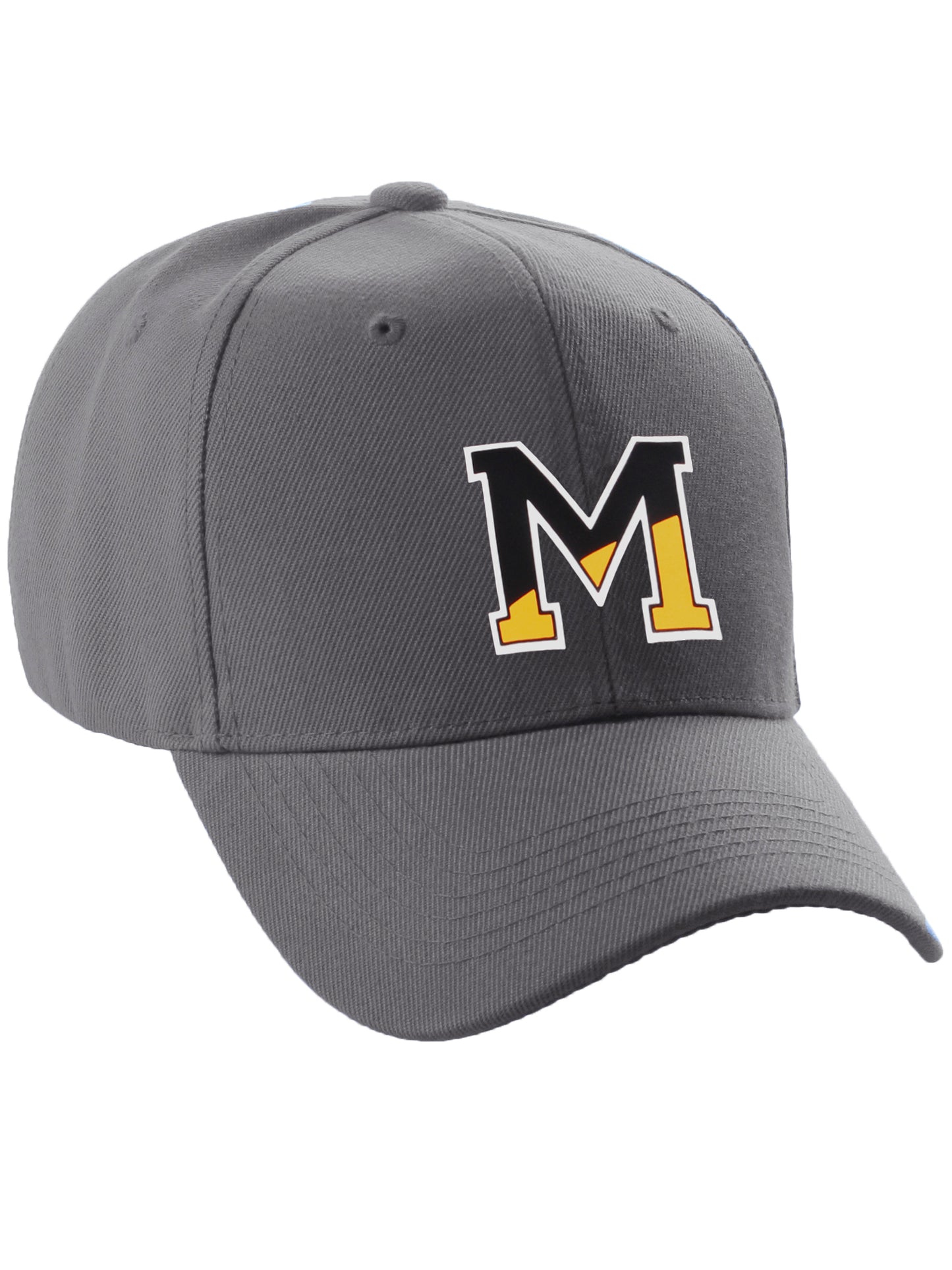 Daxton Two Tone Initial Numbers Letters Structured Baseball Charcoal Hat