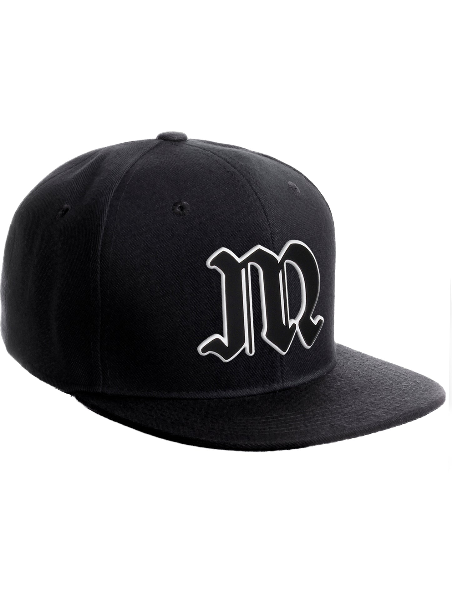 Daxton Classic Snapback Old English Alphabet A to Z Numbers Initials Flat Bill Visor Cap