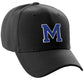 Classic Baseball hat Custom A to Z Initial Team Letter, Black Cap White Blue