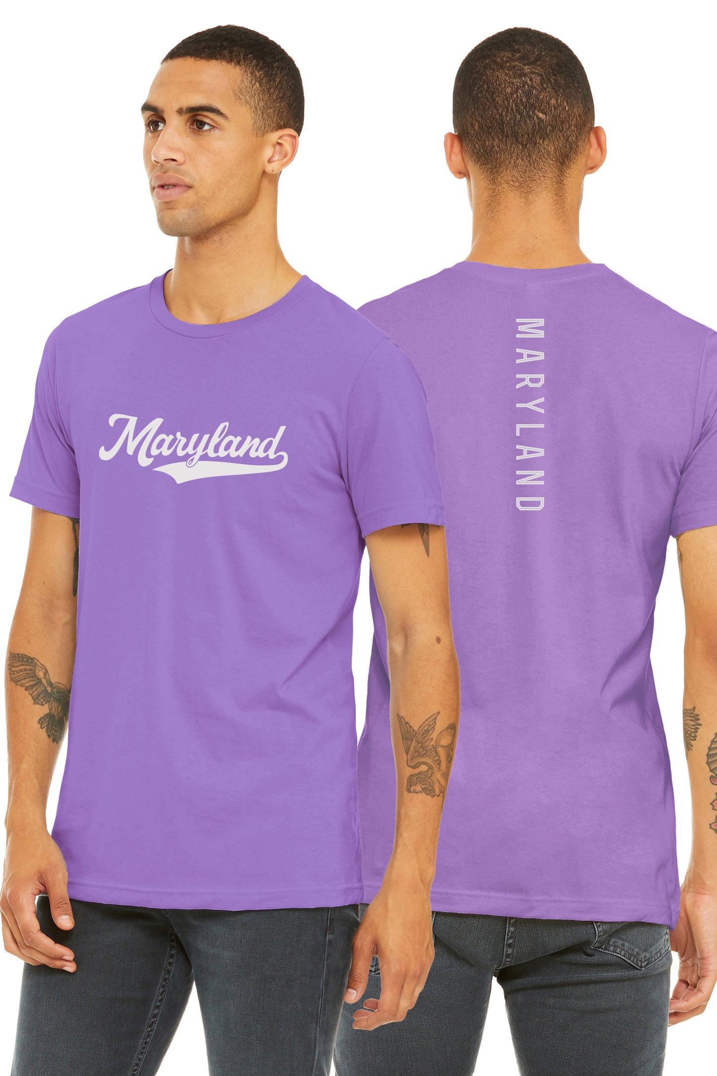 Daxton Adult Unisex Tshirt Maryland Script with Vertical on the Back